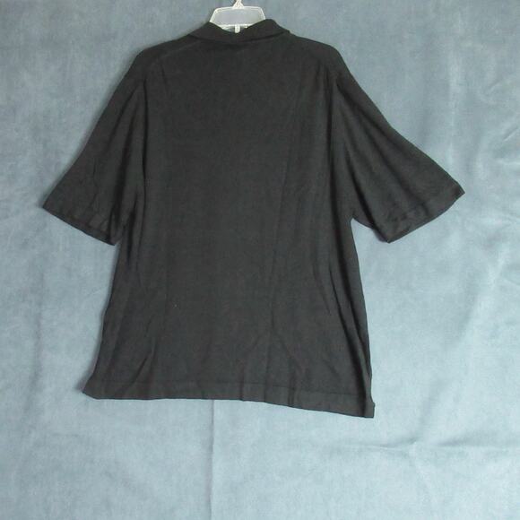 Vintage Pronto-Uomo Firenze Sweater Mens Large Black Knit Polo 90s Made in Italy - Picture 2 of 7